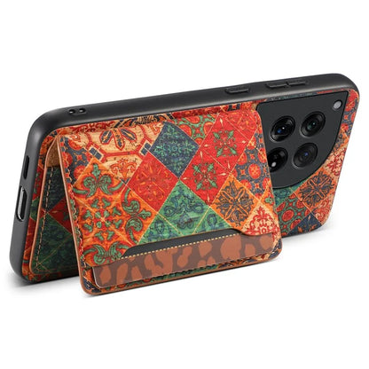 For OnePlus 12 5G Case Floral Design Card Slots Shockproof Leather Back  Cover