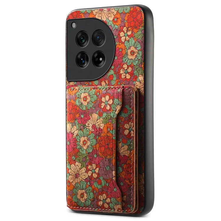 For OnePlus 12 5G Case Floral Design Card Slots Shockproof Leather Back  Cover