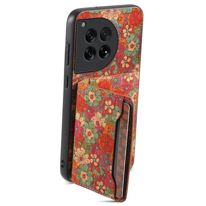 For OnePlus 12 5G Case Floral Design Card Slots Shockproof Leather Back  Cover