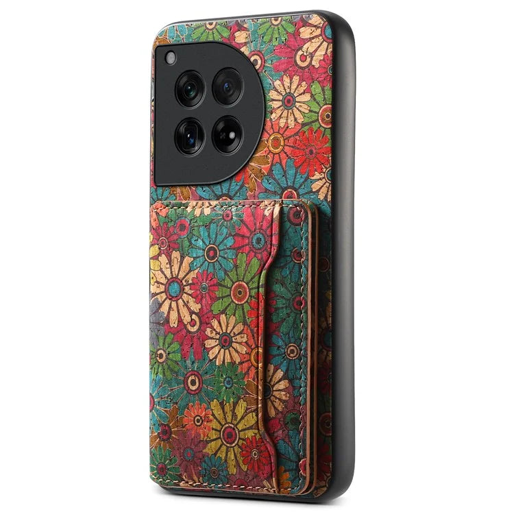 For OnePlus 12 5G Case Floral Design Card Slots Shockproof Leather Back  Cover