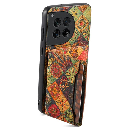 For OnePlus 12 5G Case Floral Design Card Slots Shockproof Leather Back  Cover