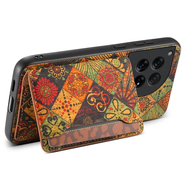 For OnePlus 12 5G Case Floral Design Card Slots Shockproof Leather Back  Cover