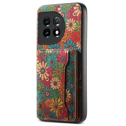 For OnePlus 11 5G Shockproof Case Kickstand Card Slot PU+TPU+PC Phone Shell