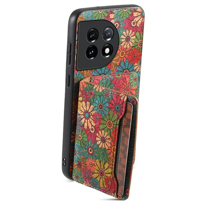 For OnePlus 11 5G Shockproof Case Kickstand Card Slot PU+TPU+PC Phone Shell