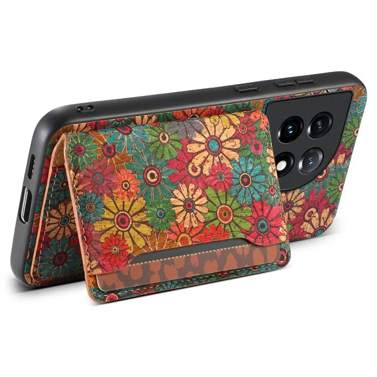 For OnePlus 11 5G Shockproof Case Kickstand Card Slot PU+TPU+PC Phone Shell