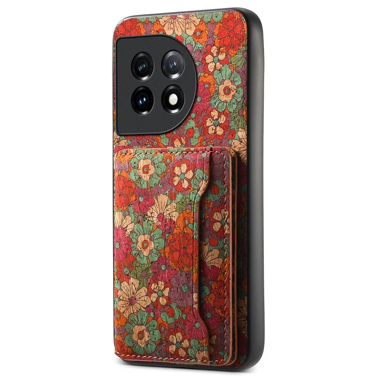 For OnePlus 11 5G Shockproof Case Kickstand Card Slot PU+TPU+PC Phone Shell