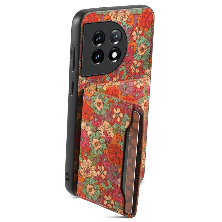 For OnePlus 11 5G Shockproof Case Kickstand Card Slot PU+TPU+PC Phone Shell