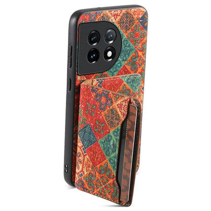 For OnePlus 11 5G Shockproof Case Kickstand Card Slot PU+TPU+PC Phone Shell