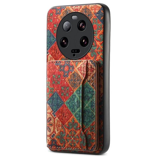 For Xiaomi 13 Ultra Case Card Holder Kickstand Leather Back Cover Flower Pattern