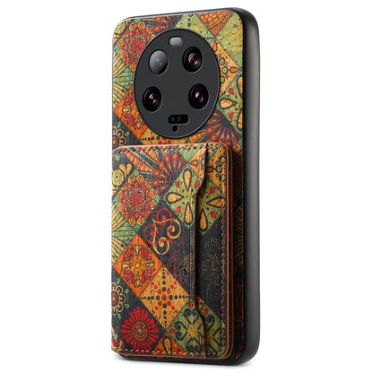 For Xiaomi 13 Ultra Case Card Holder Kickstand Leather Back Cover Flower Pattern