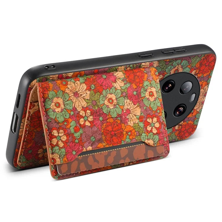 For Xiaomi 13 Ultra Case Card Holder Kickstand Leather Back Cover Flower Pattern