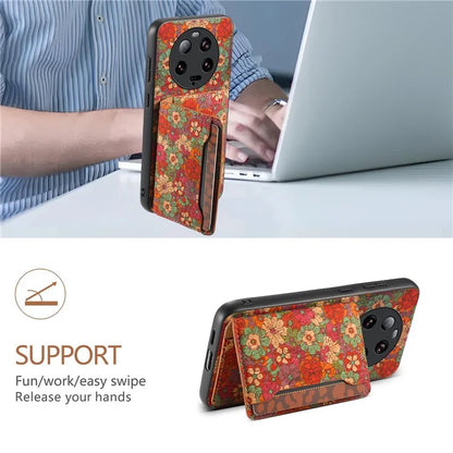 For Xiaomi 13 Ultra Case Card Holder Kickstand Leather Back Cover Flower Pattern