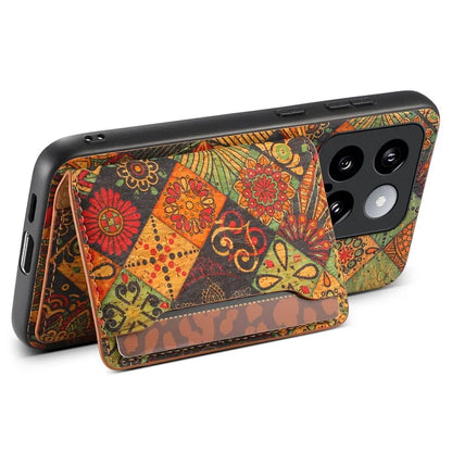 For Xiaomi 14 Case Card Slot Kickstand PU Covered Hybrid Phone Shell Floral Pattern