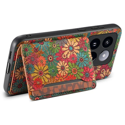 For Xiaomi 14 Pro Case Flower Leather Coated TPU+PC Phone Cover with Card Slots