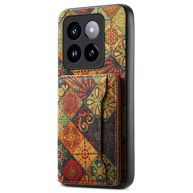 For Xiaomi 14 Pro Case Flower Leather Coated TPU+PC Phone Cover with Card Slots