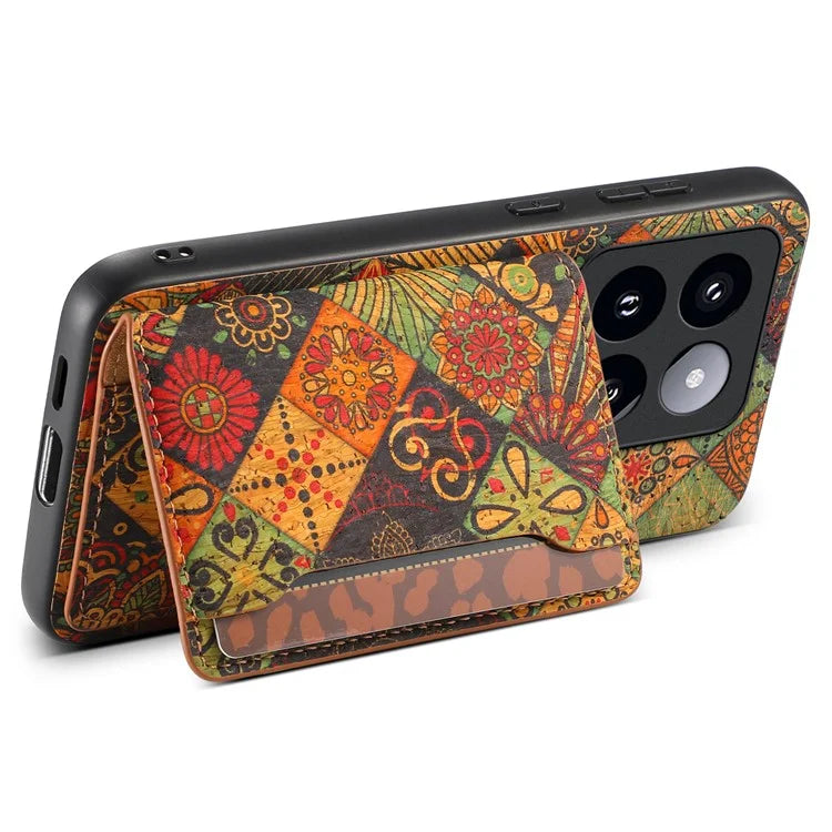 For Xiaomi 14 Pro Case Flower Leather Coated TPU+PC Phone Cover with Card Slots