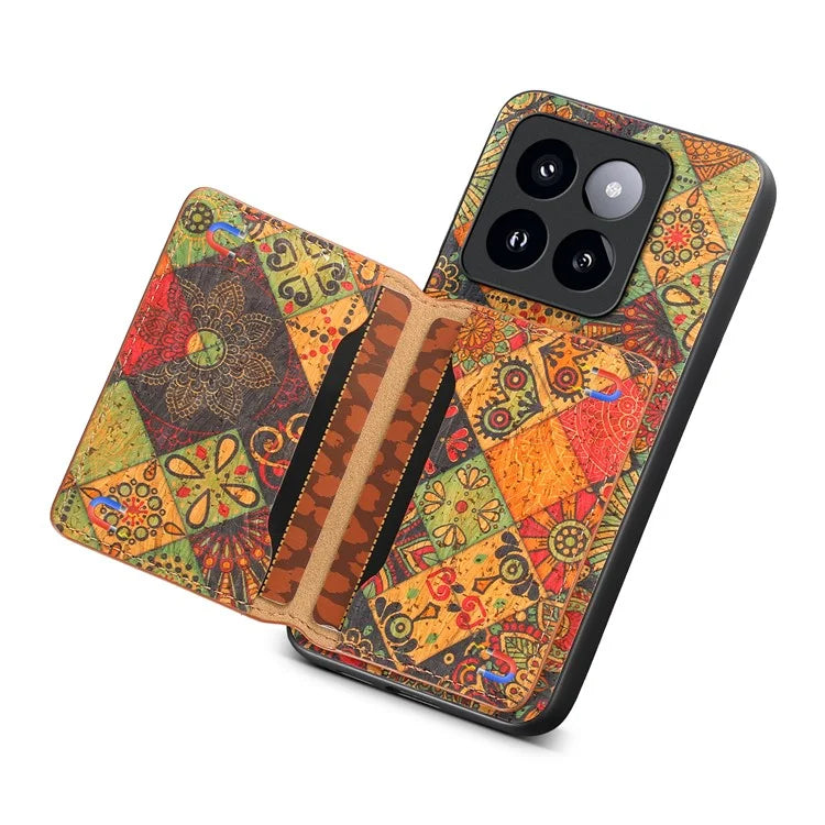 For Xiaomi 14 Pro Case Flower Leather Coated TPU+PC Phone Cover with Card Slots