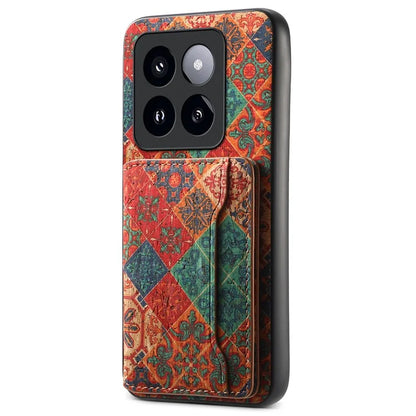 For Xiaomi 14 Pro Case Flower Leather Coated TPU+PC Phone Cover with Card Slots