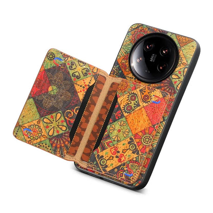 For Xiaomi 14 Ultra Kickstand Case Card Slot PU Covered Hybrid Phone Protector Floral Pattern
