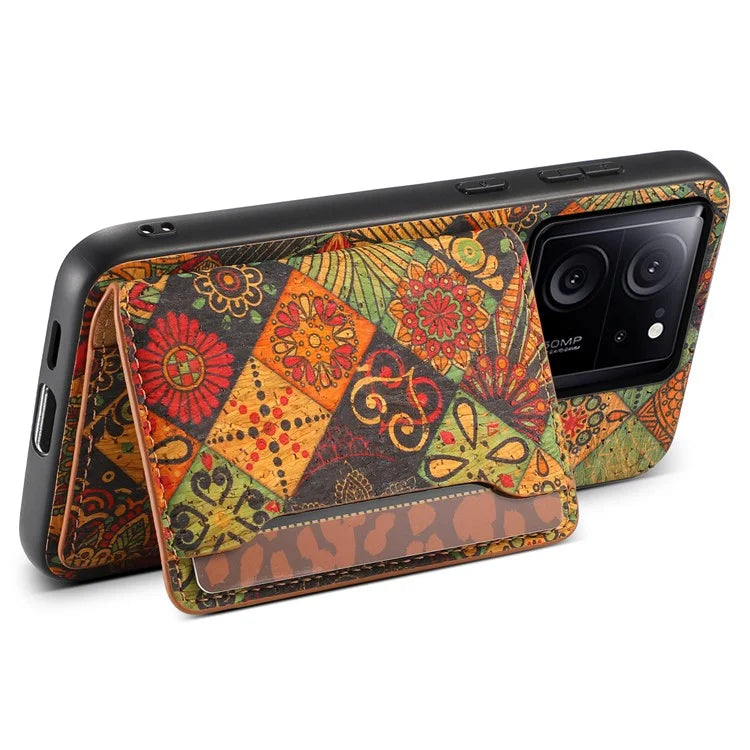 For Xiaomi 13T / 13T Pro / Redmi K60 Ultra Case Floral Pattern Card Slot Kickstand PU+TPU+PC Phone Cover
