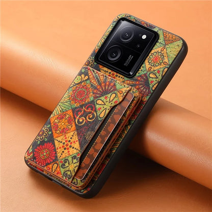 For Xiaomi 13T / 13T Pro / Redmi K60 Ultra Case Floral Pattern Card Slot Kickstand PU+TPU+PC Phone Cover