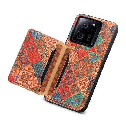 For Xiaomi 13T / 13T Pro / Redmi K60 Ultra Case Floral Pattern Card Slot Kickstand PU+TPU+PC Phone Cover