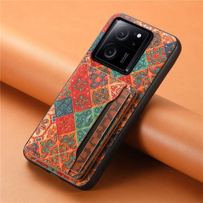For Xiaomi 13T / 13T Pro / Redmi K60 Ultra Case Floral Pattern Card Slot Kickstand PU+TPU+PC Phone Cover
