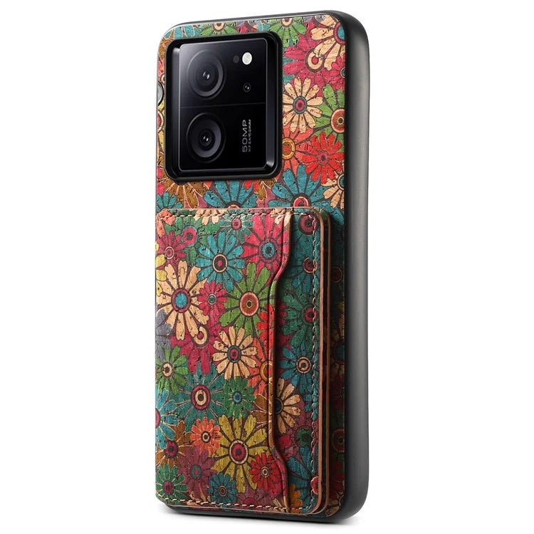 For Xiaomi 13T / 13T Pro / Redmi K60 Ultra Case Floral Pattern Card Slot Kickstand PU+TPU+PC Phone Cover
