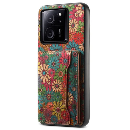 For Xiaomi 13T / 13T Pro / Redmi K60 Ultra Case Floral Pattern Card Slot Kickstand PU+TPU+PC Phone Cover