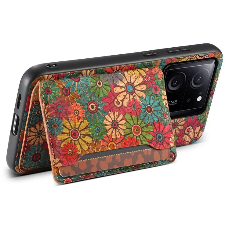 For Xiaomi 13T / 13T Pro / Redmi K60 Ultra Case Floral Pattern Card Slot Kickstand PU+TPU+PC Phone Cover