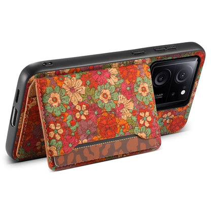 For Xiaomi 13T / 13T Pro / Redmi K60 Ultra Case Floral Pattern Card Slot Kickstand PU+TPU+PC Phone Cover