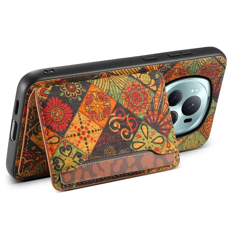 For Honor Magic6 Pro 5G Hybrid Case Floral Pattern Card Slot Kickstand Phone Shell