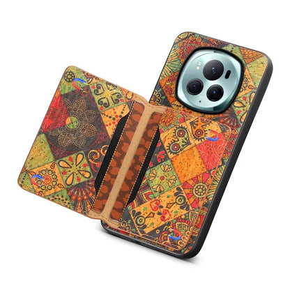 For Honor Magic6 Pro 5G Hybrid Case Floral Pattern Card Slot Kickstand Phone Shell