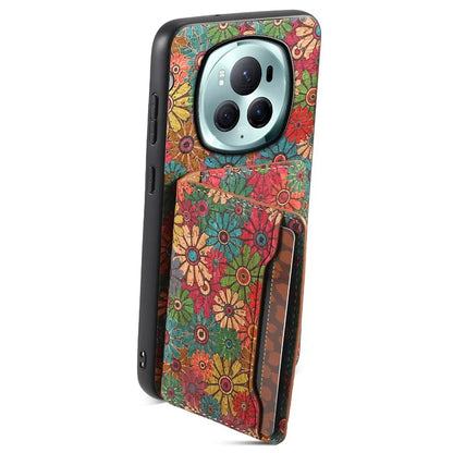 For Honor Magic6 Pro 5G Hybrid Case Floral Pattern Card Slot Kickstand Phone Shell