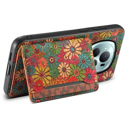 For Honor Magic6 Pro 5G Hybrid Case Floral Pattern Card Slot Kickstand Phone Shell