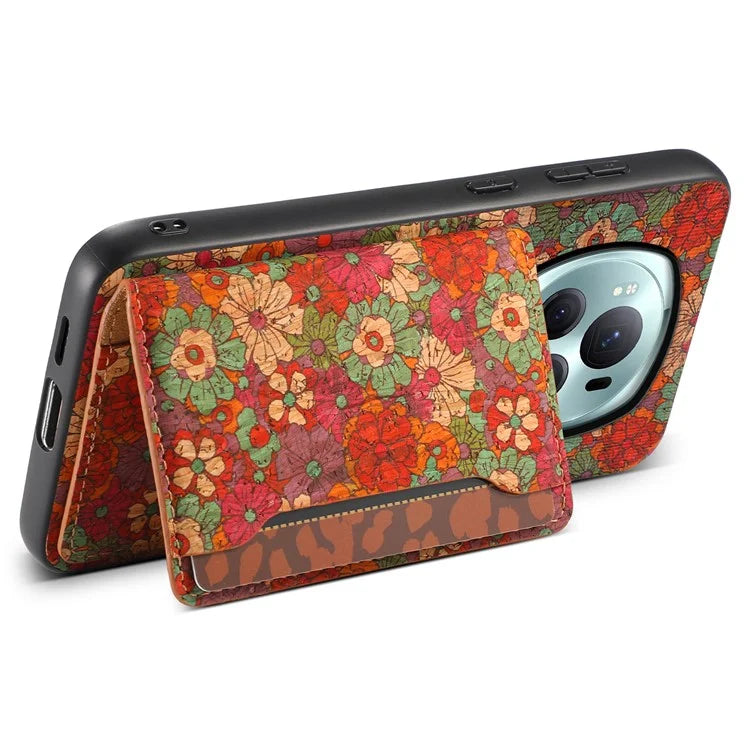 For Honor Magic6 Pro 5G Hybrid Case Floral Pattern Card Slot Kickstand Phone Shell