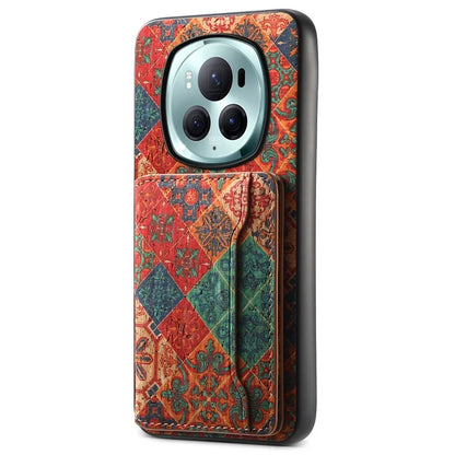 For Honor Magic6 Pro 5G Hybrid Case Floral Pattern Card Slot Kickstand Phone Shell