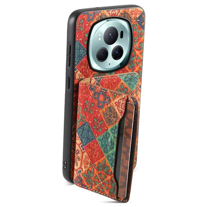 For Honor Magic6 Pro 5G Hybrid Case Floral Pattern Card Slot Kickstand Phone Shell