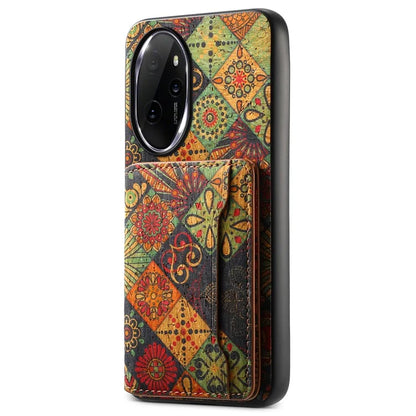 For Honor 100 Pro 5G Case Floral Pattern Card Slot Kickstand PU+TPU+PC Phone Cover