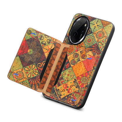 For Honor 100 Pro 5G Case Floral Pattern Card Slot Kickstand PU+TPU+PC Phone Cover
