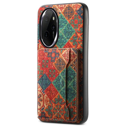 For Honor 100 Pro 5G Case Floral Pattern Card Slot Kickstand PU+TPU+PC Phone Cover