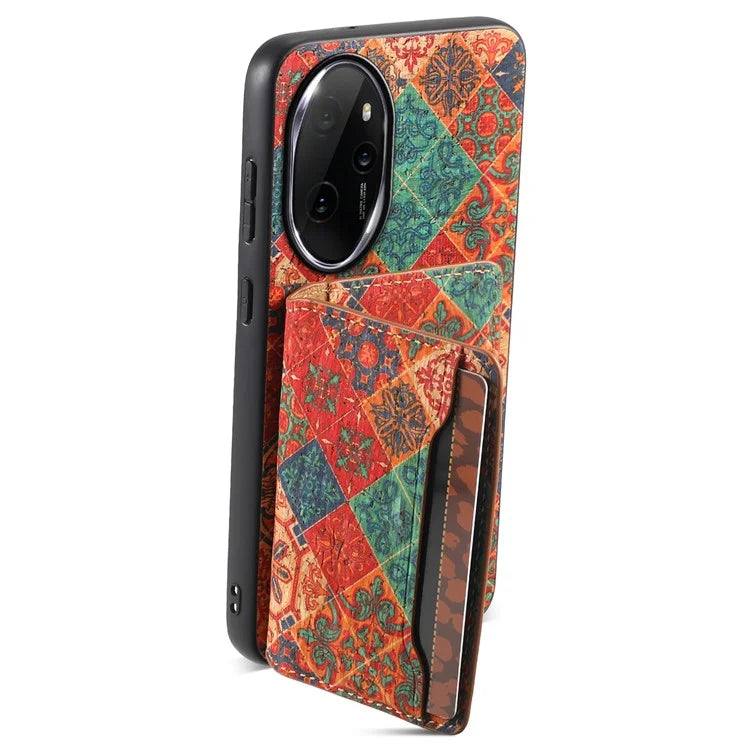 For Honor 100 Pro 5G Case Floral Pattern Card Slot Kickstand PU+TPU+PC Phone Cover