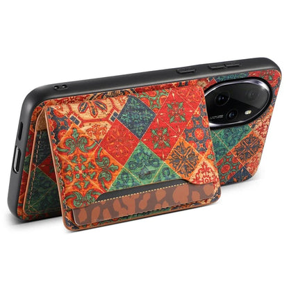 For Honor 100 Pro 5G Case Floral Pattern Card Slot Kickstand PU+TPU+PC Phone Cover