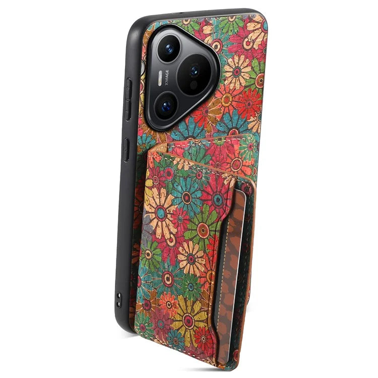 For Huawei Pura 70 Case Blooming Flower Pattern PU Leather Phone Cover
