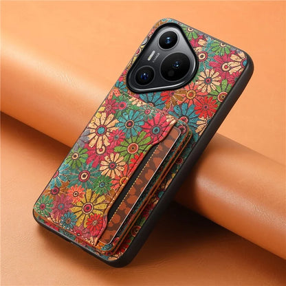 For Huawei Pura 70 Case Blooming Flower Pattern PU Leather Phone Cover