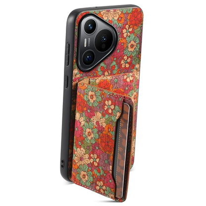 For Huawei Pura 70 Case Blooming Flower Pattern PU Leather Phone Cover