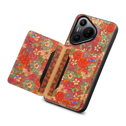 For Huawei Pura 70 Case Blooming Flower Pattern PU Leather Phone Cover