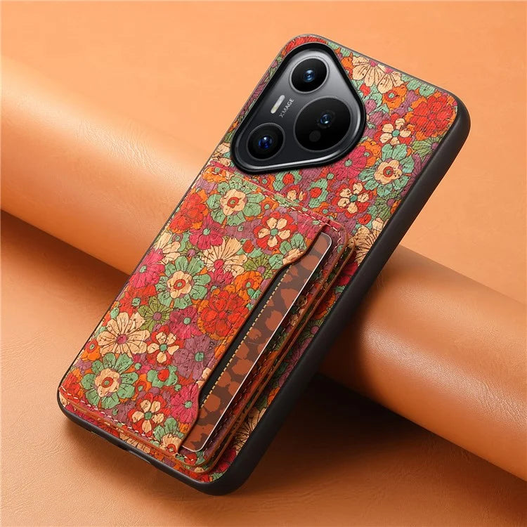 For Huawei Pura 70 Case Blooming Flower Pattern PU Leather Phone Cover