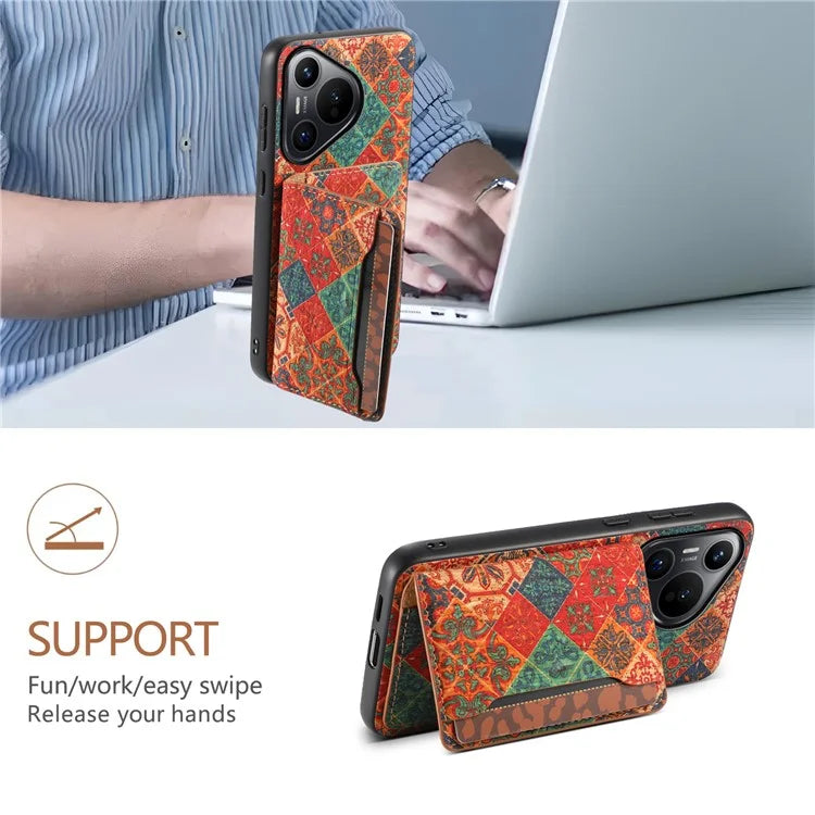 For Huawei Pura 70 Case Blooming Flower Pattern PU Leather Phone Cover