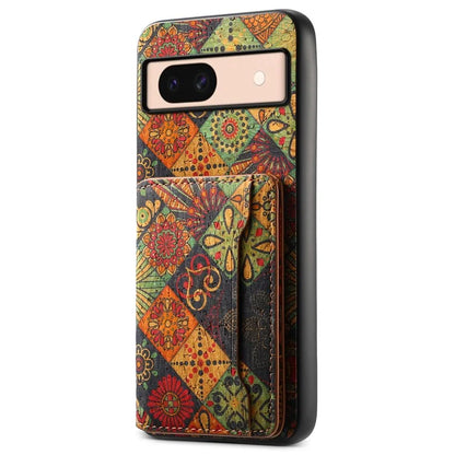 For Google Pixel 8a Case Leather Card Holder Phone Cover Floral Flower Pattern